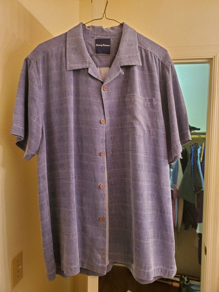 Tommy Bahama Men's Large Purple Silk Shirt