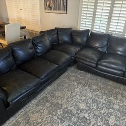 Large Black Leather Sectional Sofa