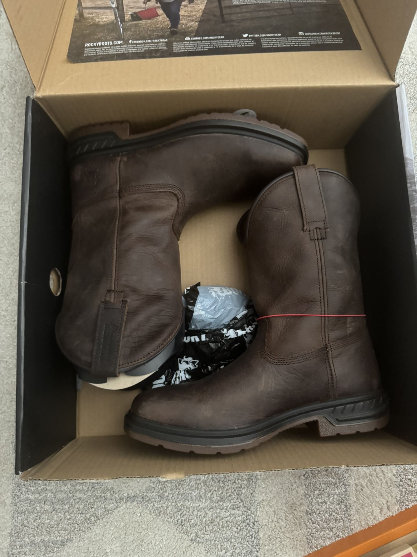 Rocky Worksmart Unlined Western Boots New Mens 7.5