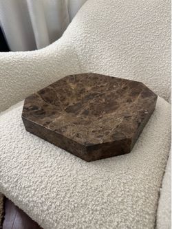 CB2 Brown Marble Catchall Bowl / Tray