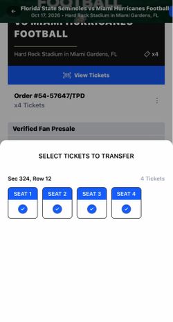 U MIAMI VS FSU TICKETS October 17,2026