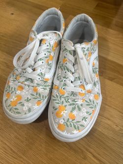 Tangerine Print Vans Size Youth 4
