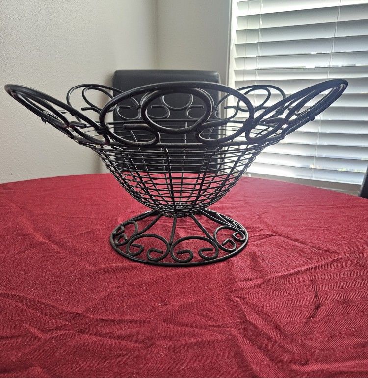 Cast iron fruit basket and Wine rack
