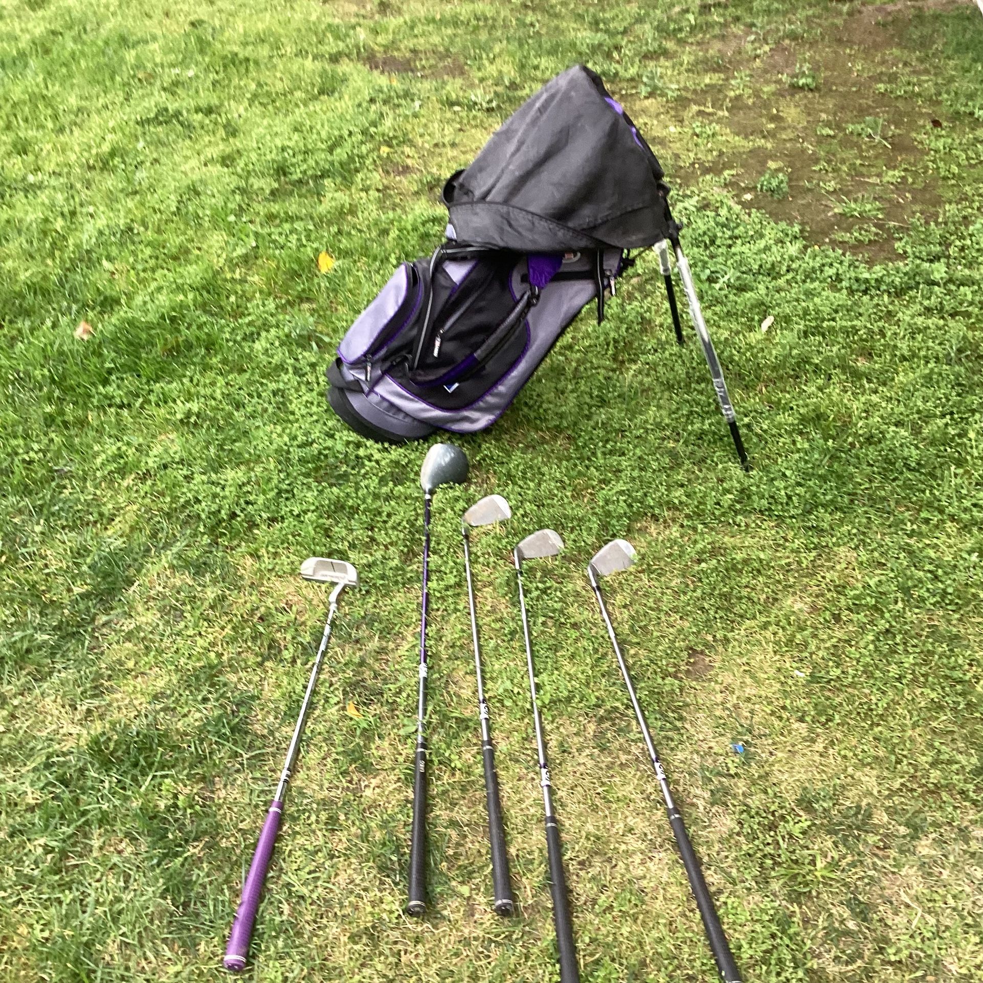 Youth Kids Golf Bag And Clubs