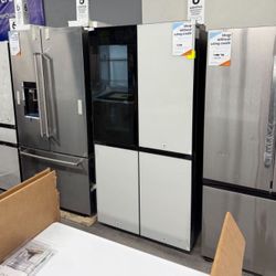 Samsung - Bespoke 29 Cu Ft 4-Door Flex French Door Refrigerator With See Thru Glass In White Glass 
