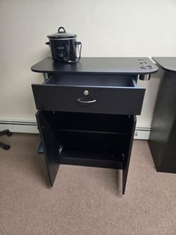 Black Salon Styling Station Cabinet