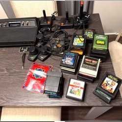 Vintage Atari 2600 System With Many Accessories And Games
