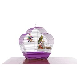 Prevue Pet Products Palm Beach Scallop Roof Budgie Cage Purple & White