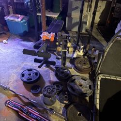 Home gym Weights plates bench read desc