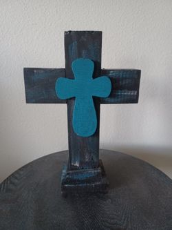 Handpainted Wooden Cross - 12.5"H x 8.5"W