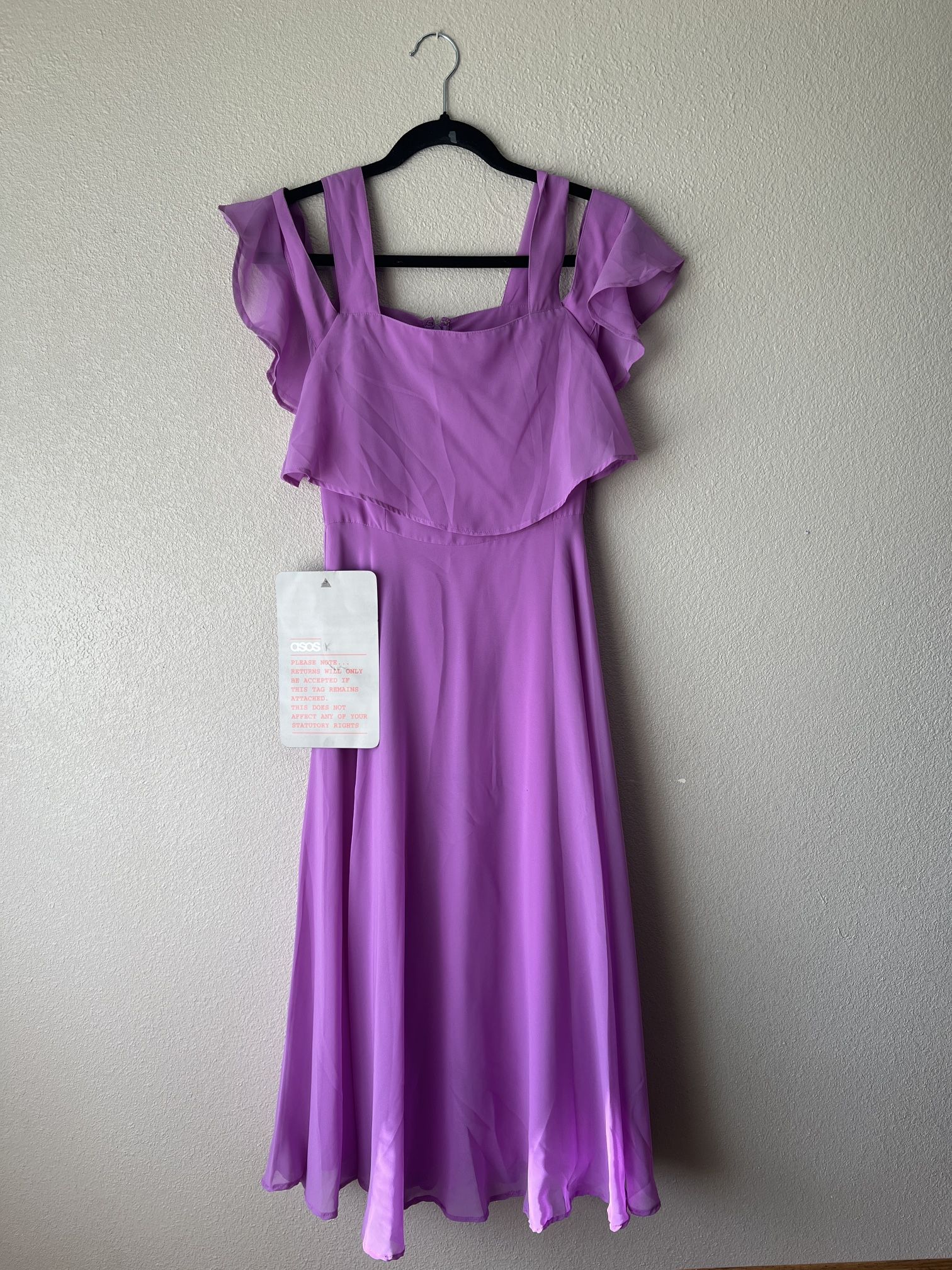 ASOS lavender midi dress off the shoulder