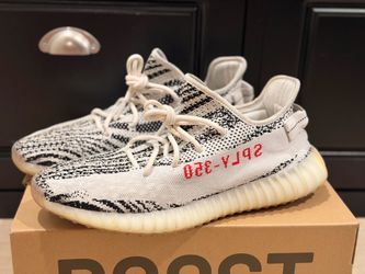 Adidas Yeezy 350 V2 Zebra Sz 13 Pre-Owned Used White Black Red with Box