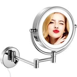 .5 Inch LED Light Magnifying Makeup Mirror with 3 Color Modes Double Sided Vanity Mirror for Bathroom with 10X Magnification 
