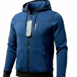 New! Mack Russo Blue Full Zip Up Fleece Hoodie Sweater 2XL