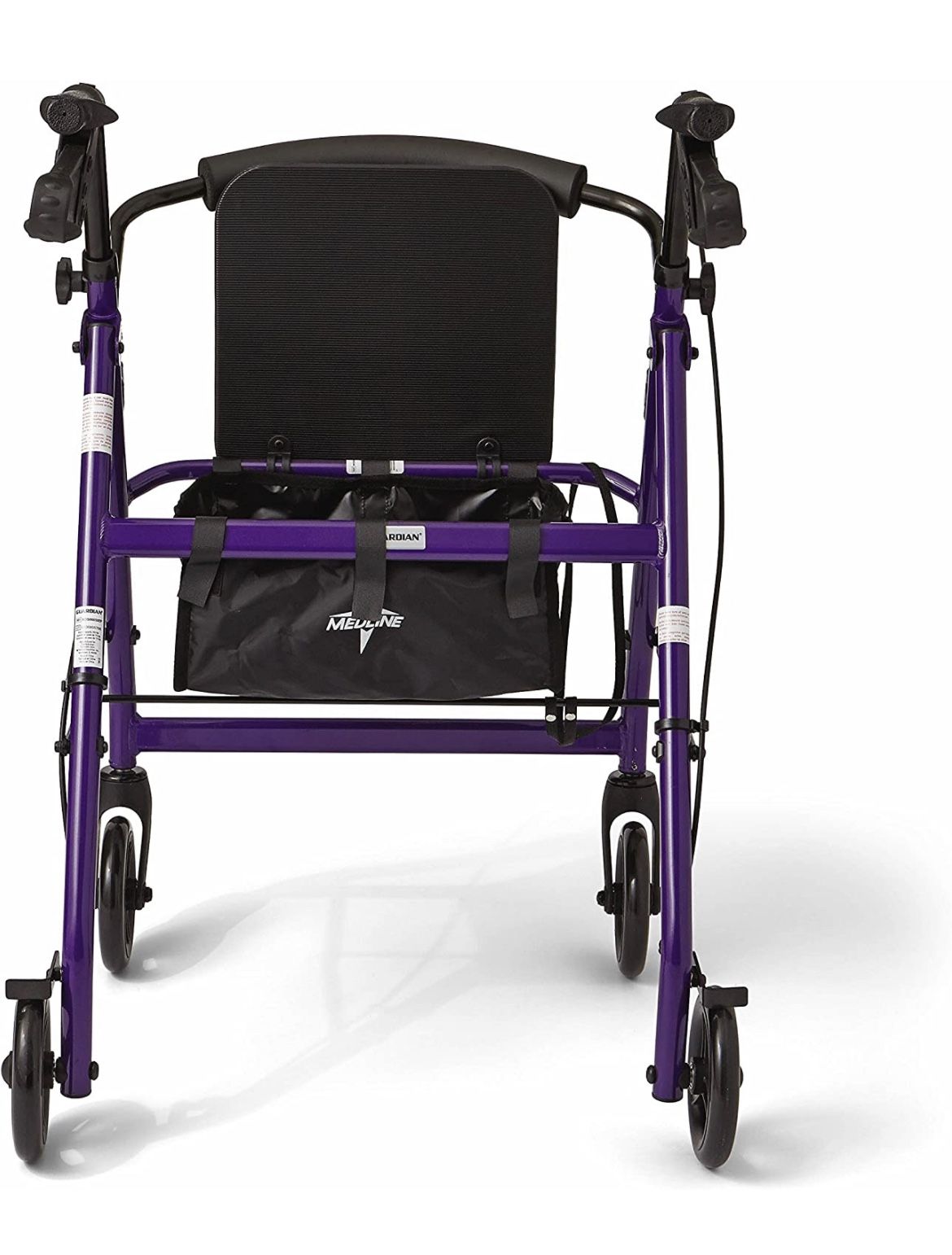 Medline Aluminum Lightweight Folding 4-Wheel Rollator in  Medline Aluminum Rollator Walker. Cushioned Seat Folding Mobility Rolling Walker In Purple