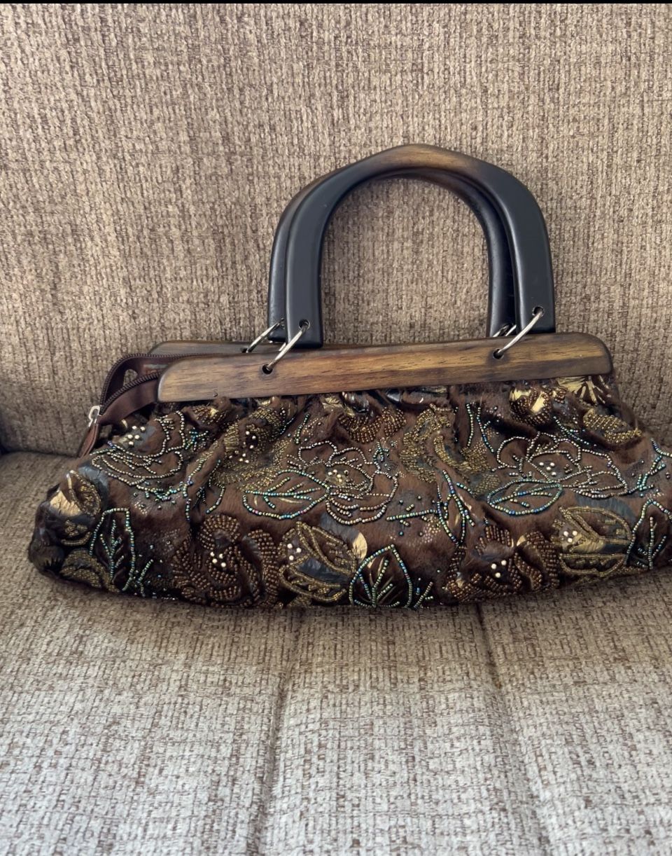 Satin Beaded Vintage Style Purse