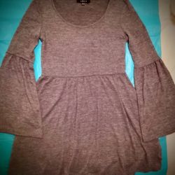 dark gray long bell sleeve dress - M