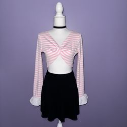 NWT O'Dolly Dearest Pink and White Crop Top - Women’s Size Medium