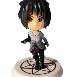 Naruto: Shippuden Chibi-style Masters Sasuke Uchiha Anime Figure With Stand. This is a Chibi Masters Sasuke Uchiha figure. It is a collectible figure 