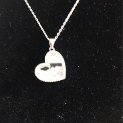 Heart Shaped Sterling Necklace With Swarovski Floating Crystals 