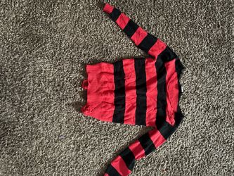 Red and Black Striped Knit Freddy Krueger  Sweater