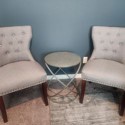 2 Frey Tufted Chairs & Side Table