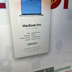 Apple Laptop Macbook Pro 18gb