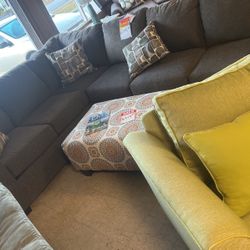 Brand, new, sectional, and gray or brown