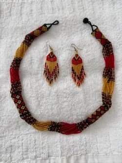 Beaded Necklace and Earring Set