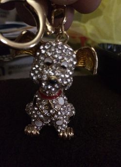Adorable Chrystal Covered Puppy Dog Key Chain