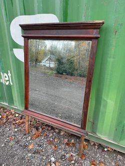 Large Vintage Wood Framed Mirror – 41” Wide – Classic Style