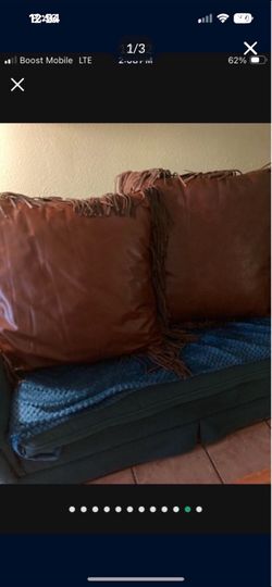 $60-2- 26” x 26” jumbo western all leather with fringe pillows