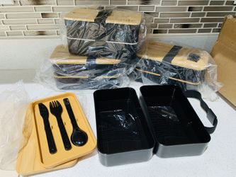 Lunch boxes,brand new ,wooden cap ,high quality,comes with spoons,fork,knives .$7 each 