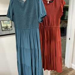 Zesica Teal & Coral XL Short Sleeve Dresses