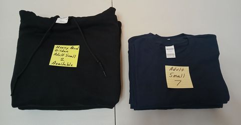 Bulk Lot 7 New Gildan Navy Adult Small T-Shirts + 2 Black Small Hoodies