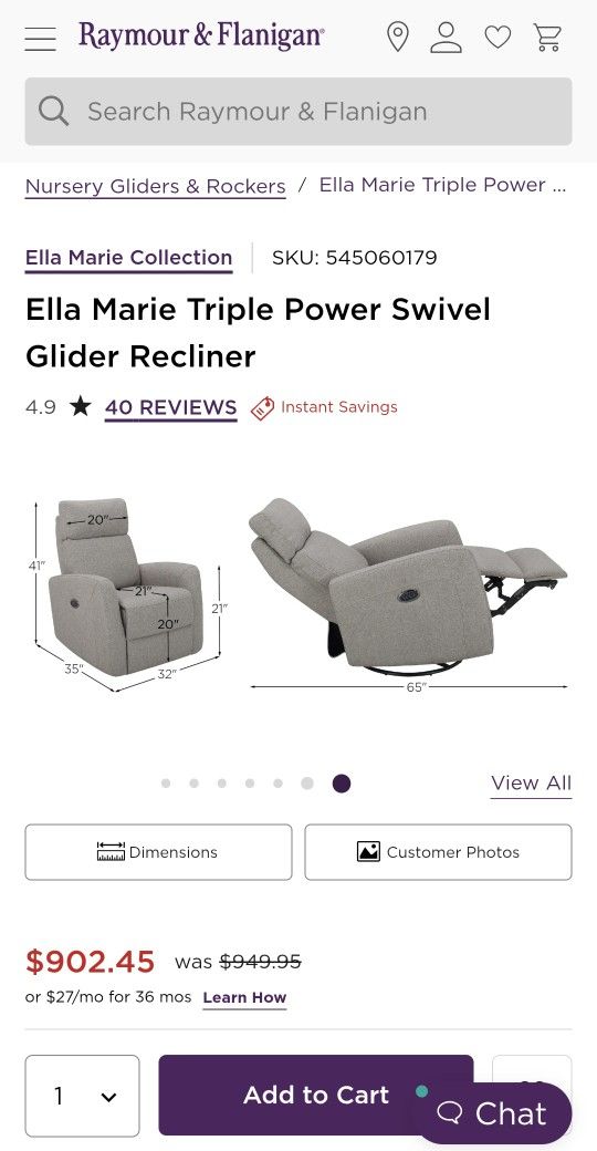 Power Reclining Nursing Chair - Raymour And Flanigan Elle Marie