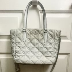 Kate Spade Quilted Gray Tote Bag Purse 