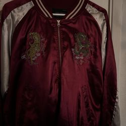  Vintage Satin Bomber Jacket