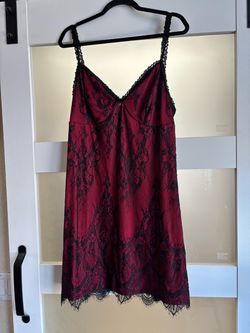 Red and Black Lace Slip Dress XL