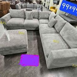 BRAND NEW 4PCS SECTIONAL SOFA SET WITH OTTOMAN AND ACCENT PILLOW INCLUDED $549