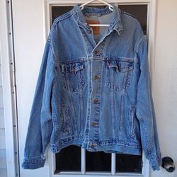 Vintage 80's Levi Strauss Denim Jean Jacket Mens Size L Red Tag 70(contact info removed) 
