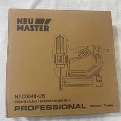 Electric Brad Nailer, NEU MASTER NTC0040 Electric Nail Gun/Staple Gun for Upholstery, Carpentry and Woodworking Projects, 1/4'' Narrow Crown Staples 2