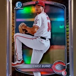 Chase Burns already proven Prospect from Bowman 2025 gold Reptilian /50