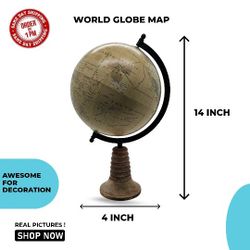 Decorative World Globe With Stand 360 Deegres Rotation
