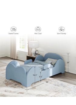 Toddler floor bed with safety board