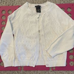 Girls White Cardigan Size S 5/6