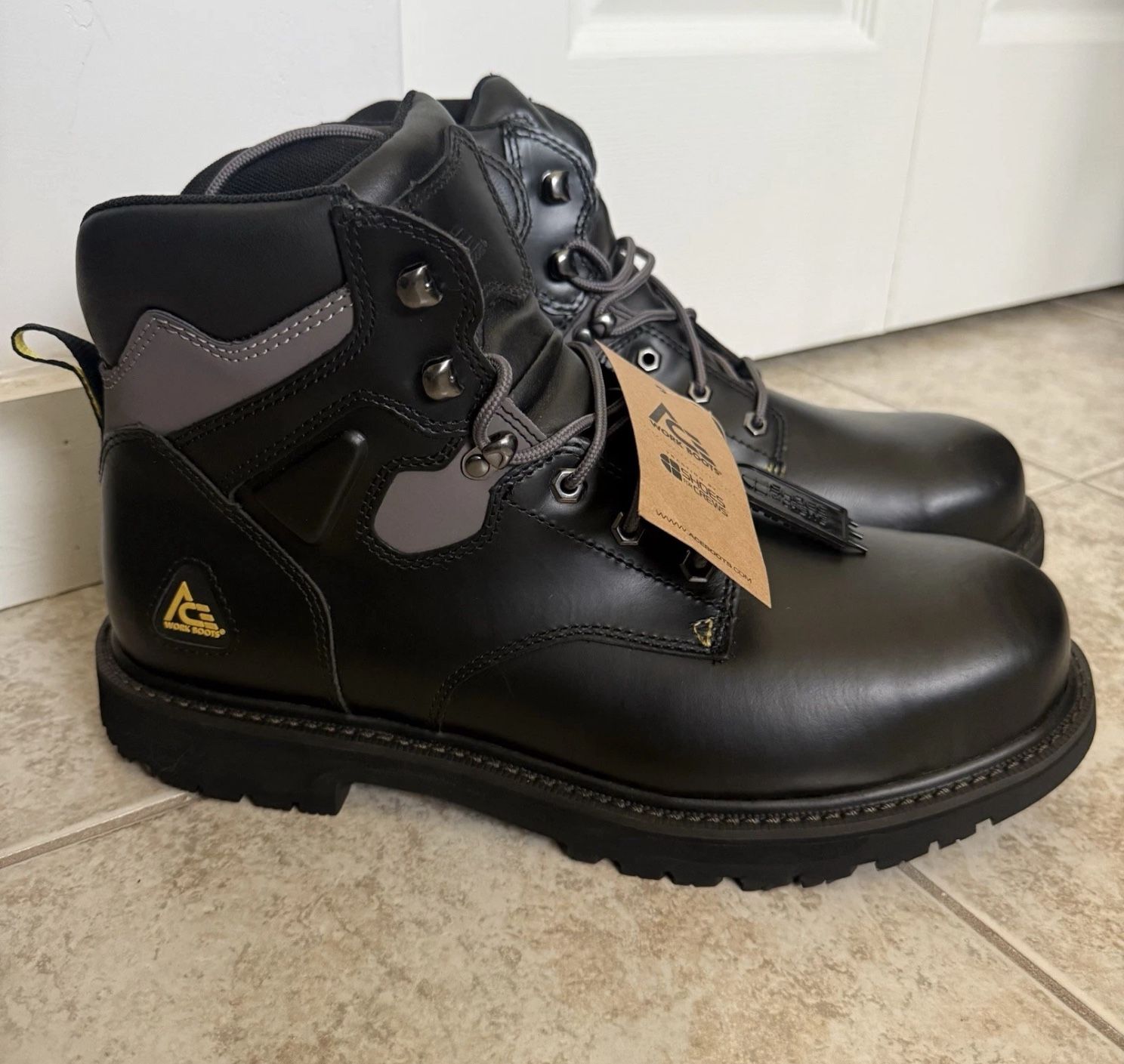 Ace Work Boots Steel Toe Black Wide Men’s Size 13
