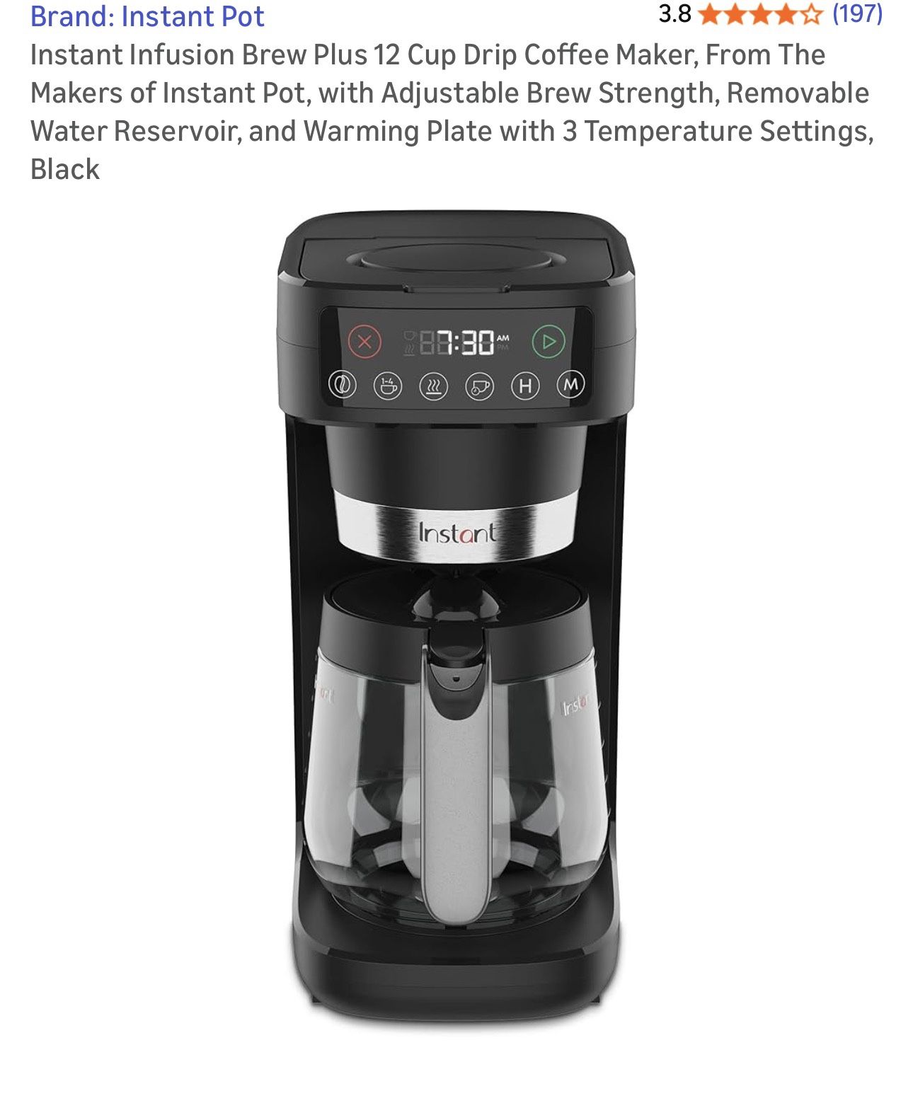 Instant pot Brand Infusion Plus coffee Maker