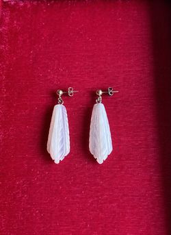 Vintage White Stone Quartz - Gold Plated Silver Earrings