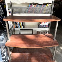 Three Tier Bookcase Entertainment Center Tv Stand With Back Support Piece